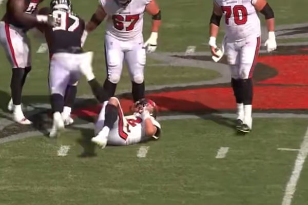 Flagged Falcons DL Grady Jarrett Kicked By Tom Brady; NFL Fined $11,139